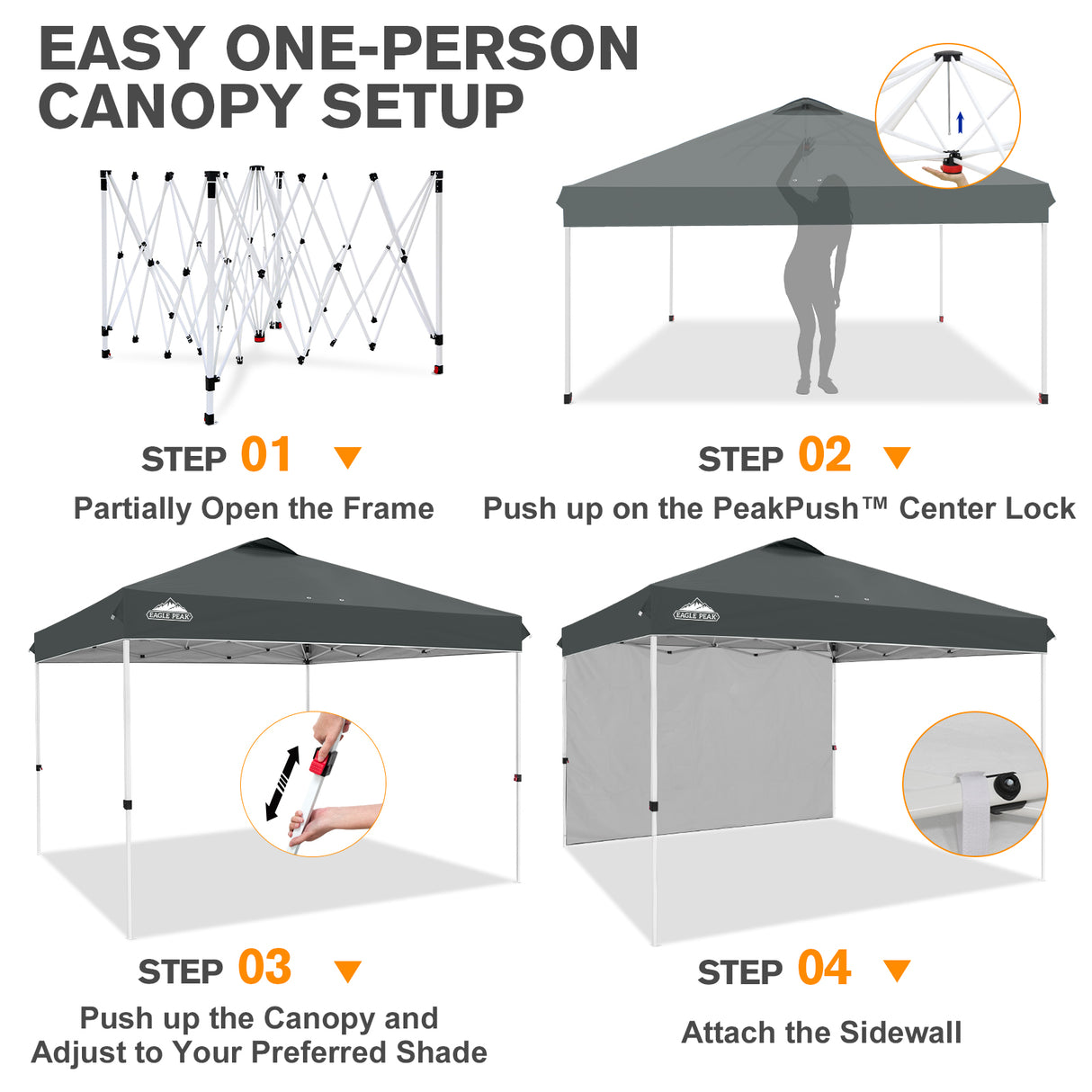 12x12 Pop Up Canopy Tent with 1 Sidewall