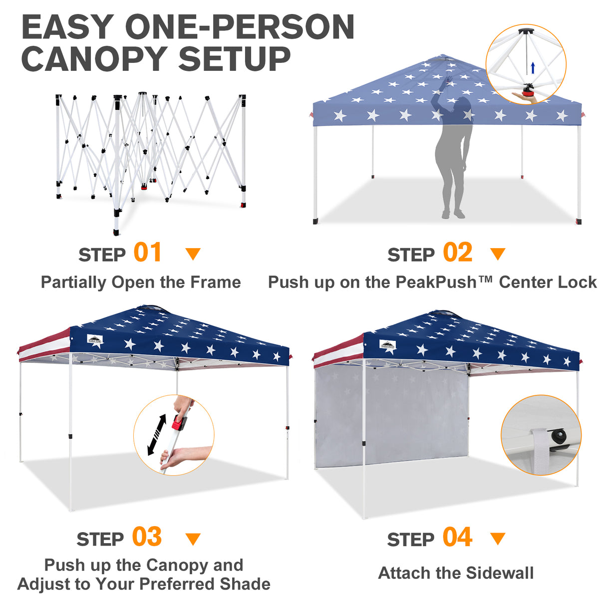 12x12 Pop Up Canopy Tent with 1 Sidewall
