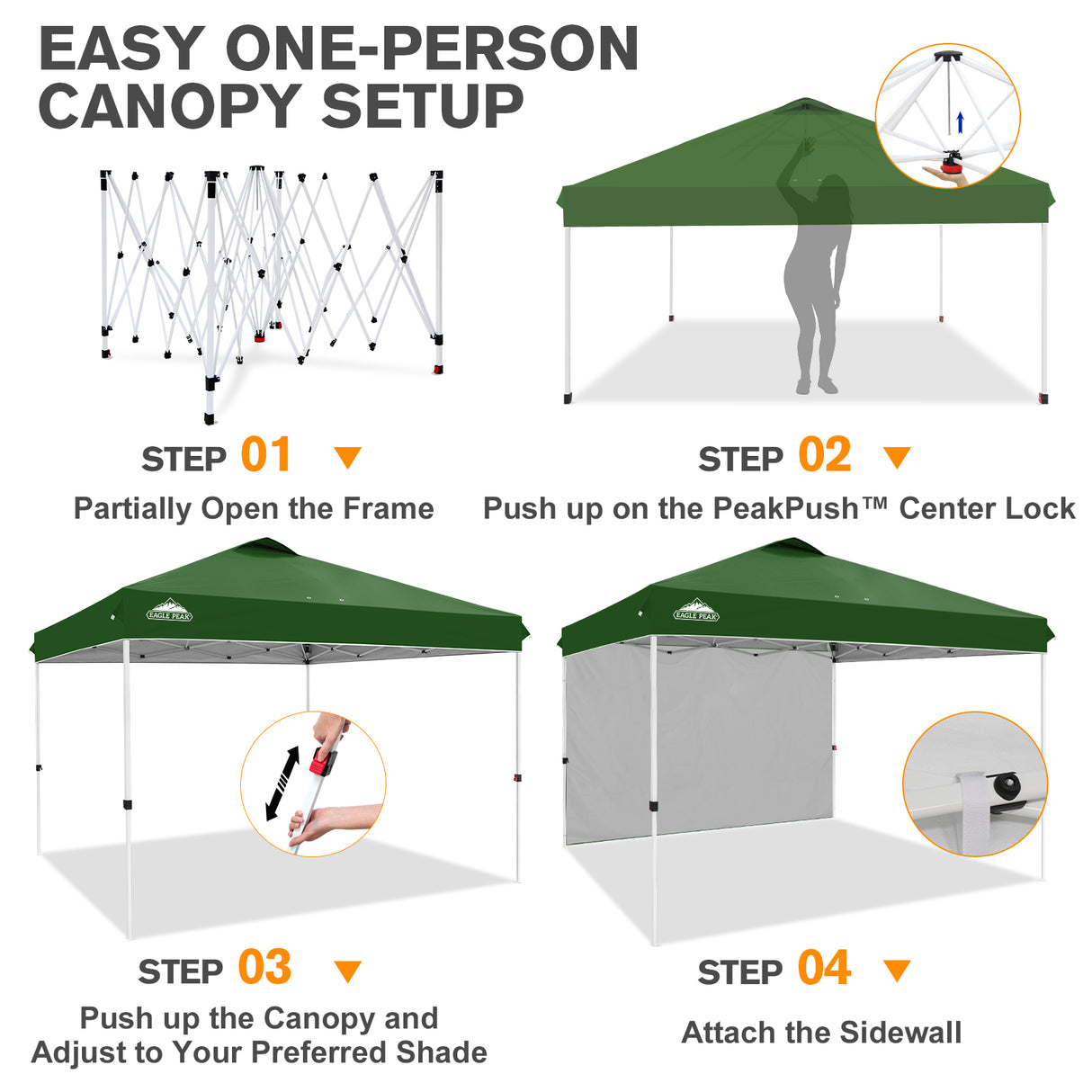 12x12 Pop Up Canopy Tent with 1 Sidewall