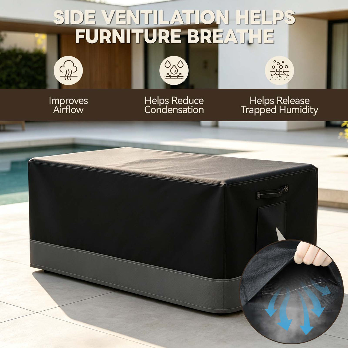 Patio Furniture Cover, Small Coffee Table 34.5''W×21''D×15.5''H