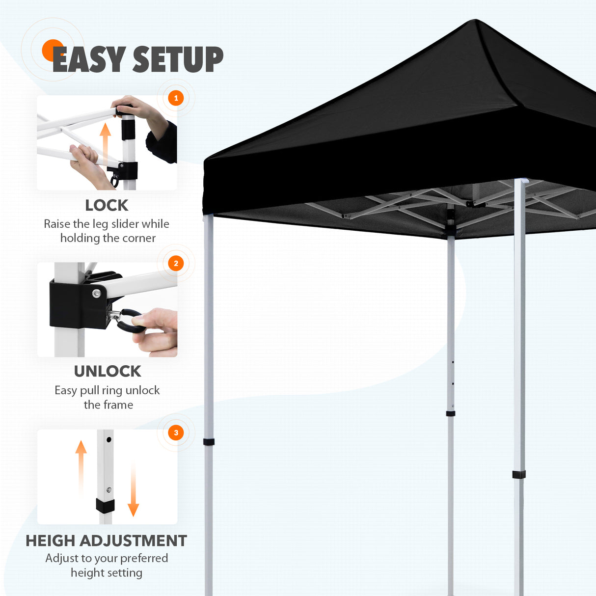 5x5 Pop Up Canopy Tent Instant Straight Leg Outdoor Canopy Easy Set-up