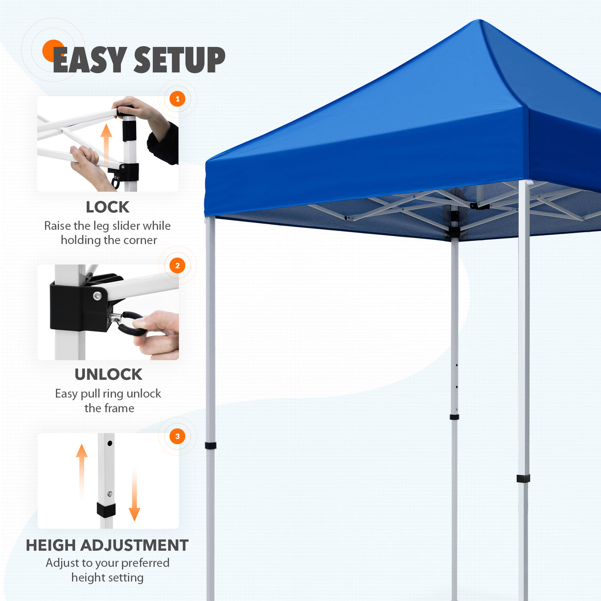 5x5 Pop Up Canopy Tent Instant Straight Leg Outdoor Canopy Easy Set-up