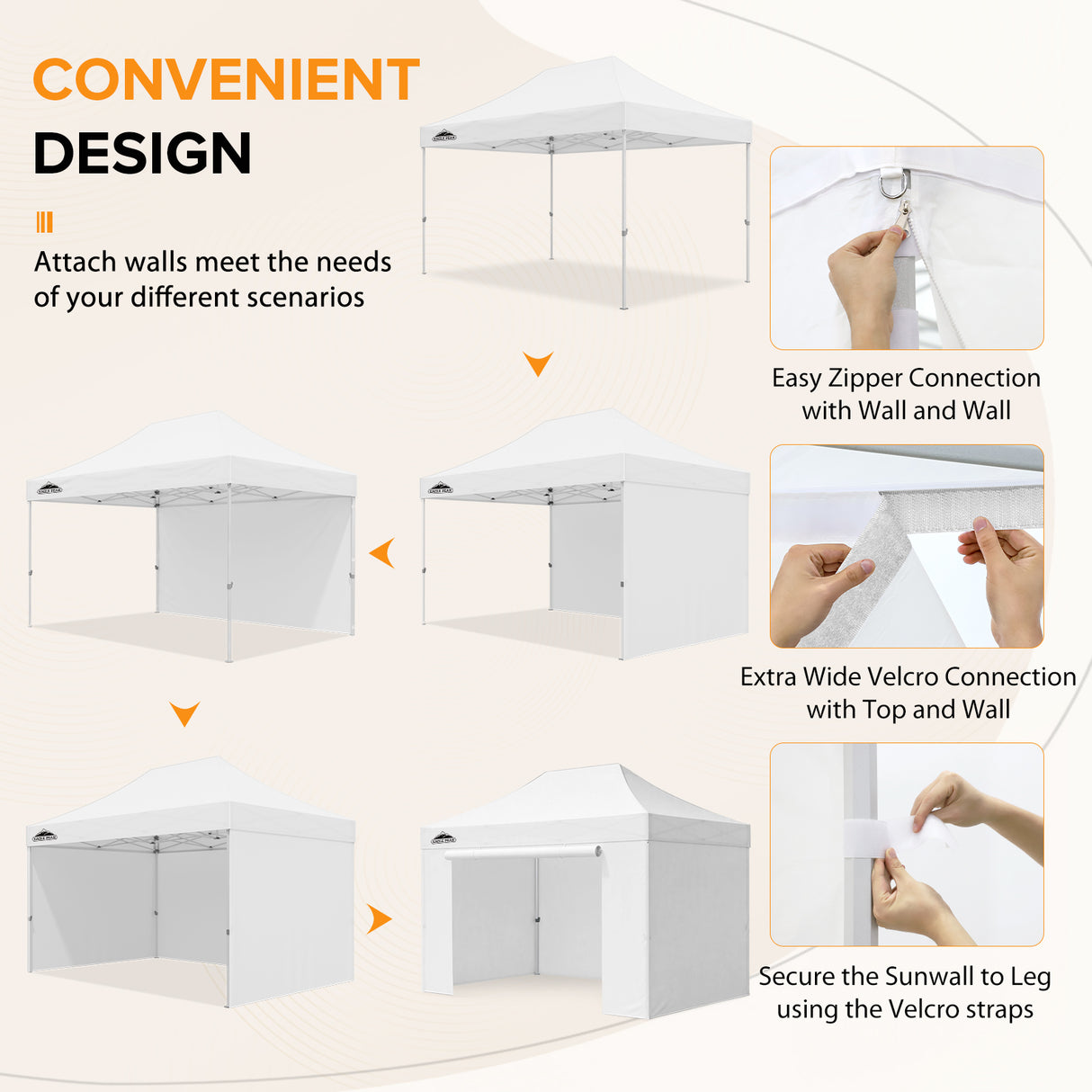 Commercial Heavy Duty 10x15/10x20 Pop Up Canopy, 4 Sidewalls