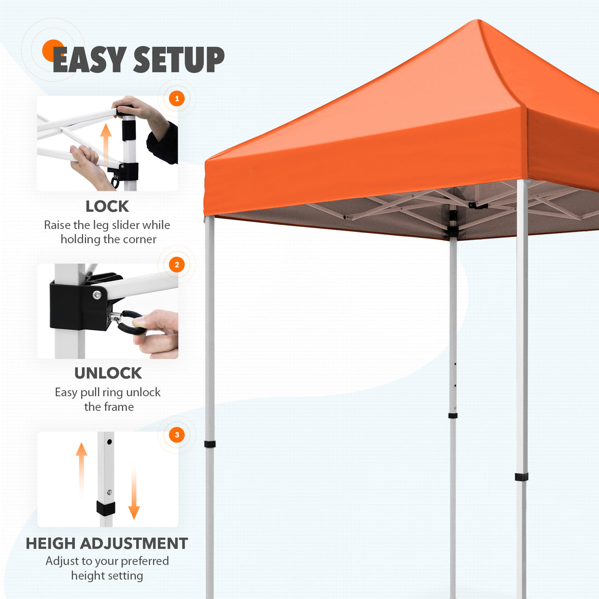 5x5 Pop Up Canopy Tent Instant Straight Leg Outdoor Canopy Easy Set-up
