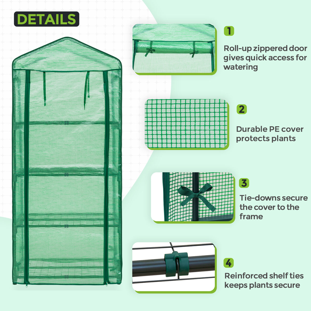 27.2"x19.3"x64.2" Mini Greenhouse with Wire Shelves