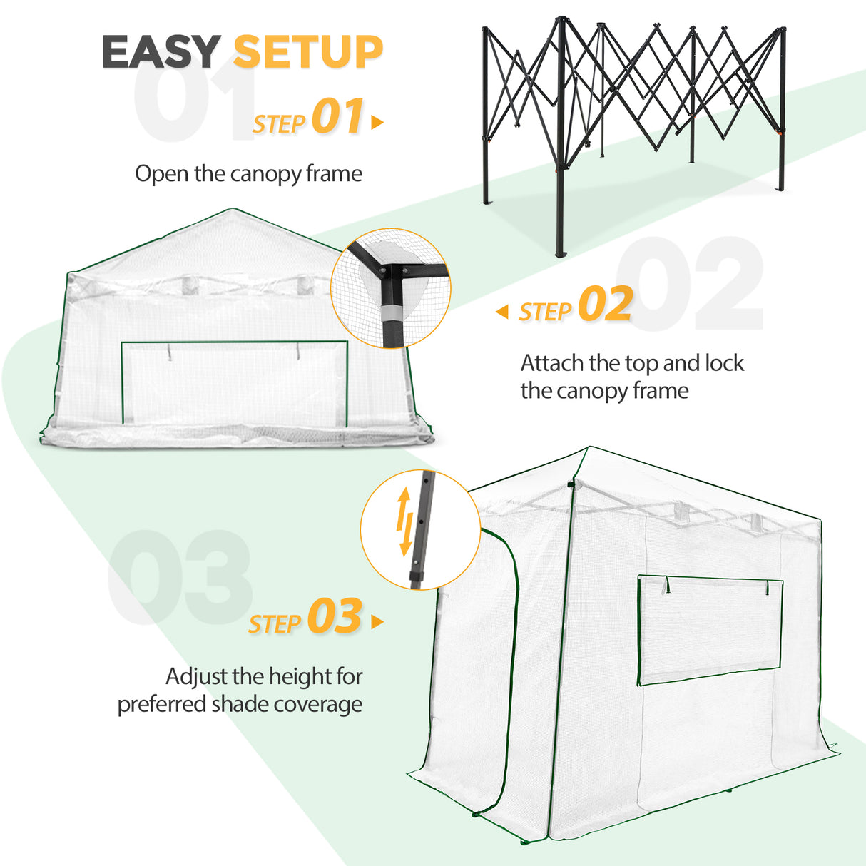 Easy Setup 10x5 Portable Lean to Pop Up Greenhouse
