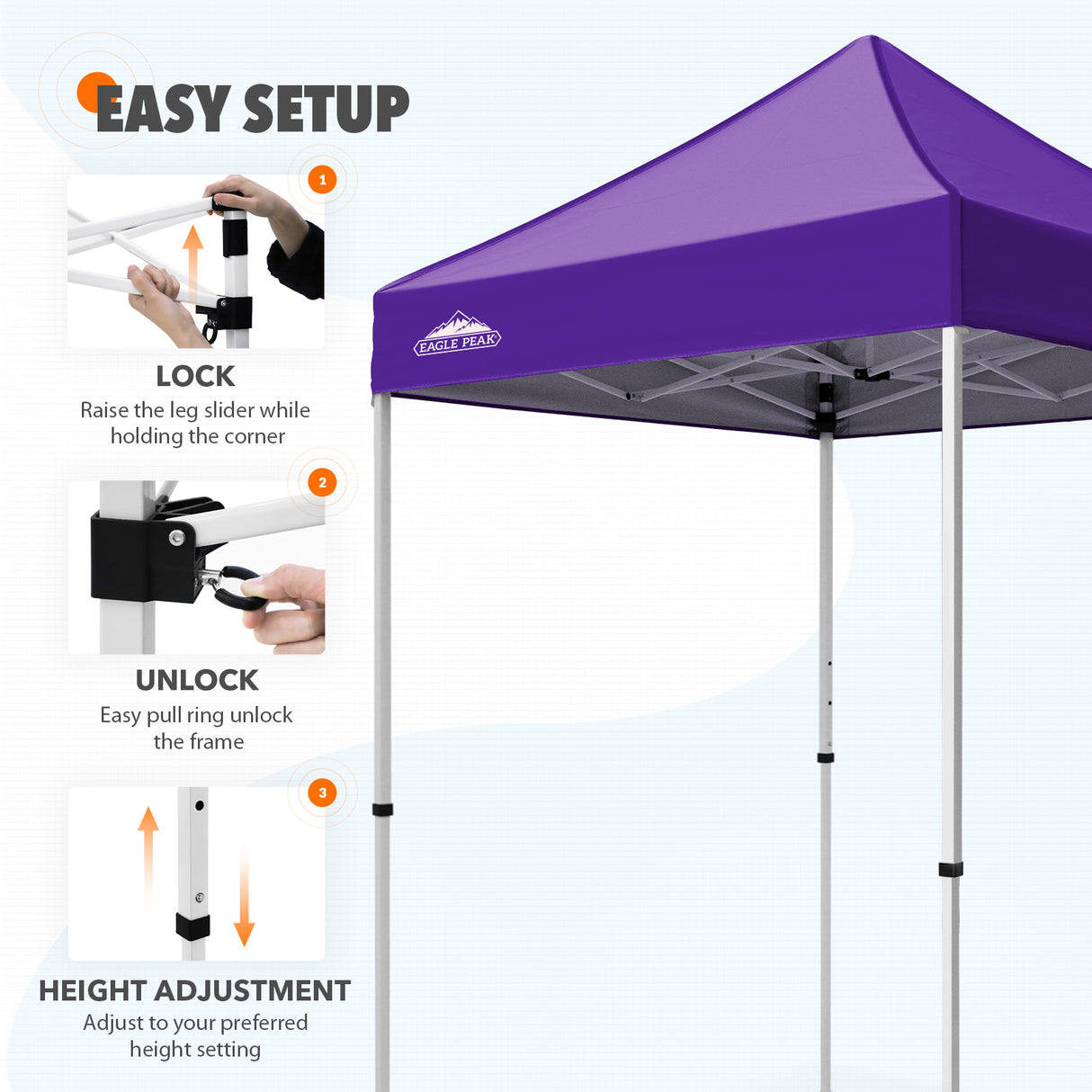 5x5 Pop Up Canopy Tent Instant Straight Leg Outdoor Canopy Easy Set-up