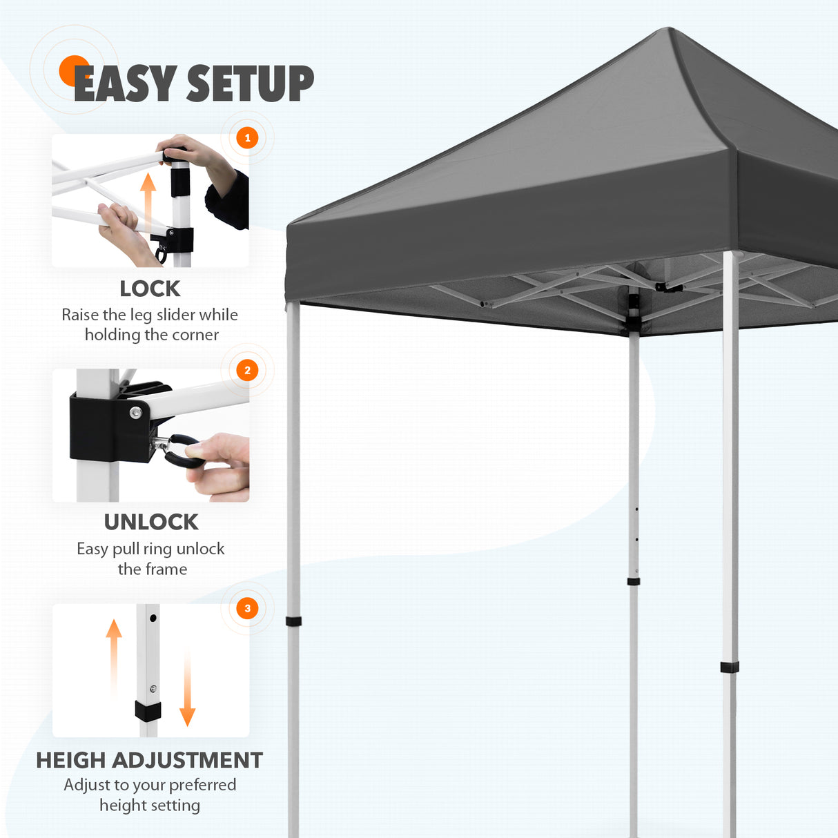 5x5 Pop Up Canopy Tent Instant Straight Leg Outdoor Canopy Easy Set-up