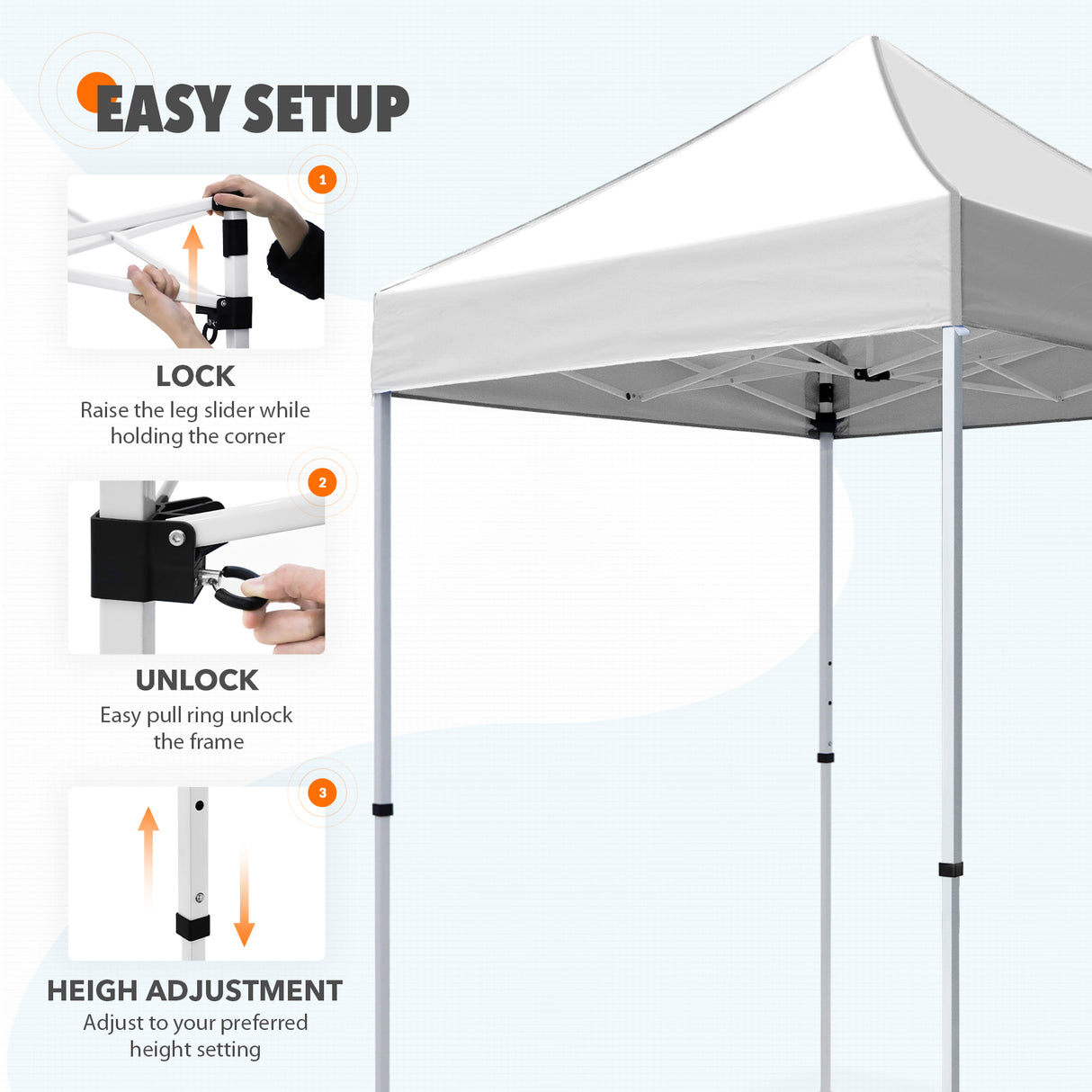 5x5 Pop Up Canopy Tent Instant Straight Leg Outdoor Canopy Easy Set-up