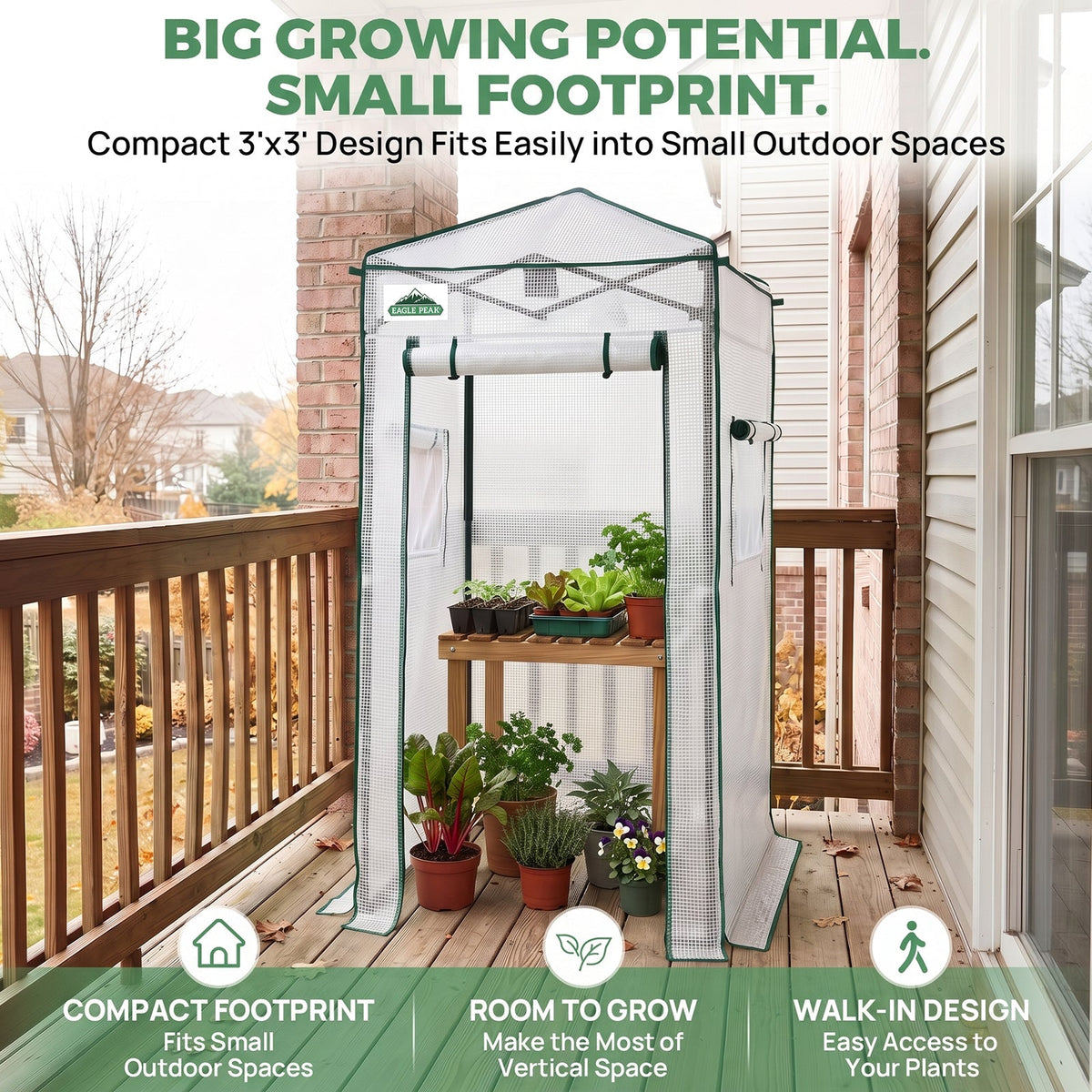 3x3 Easy Setup Small Pop Up Greenhouse - Eagle Peak®