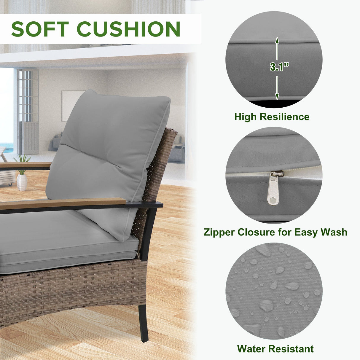 4 PCS Mojave Dusk Patio Wicker Furniture, Loveseat, 2 Patio Chairs and Coffee Table, Brown/Beige - Eagle Peak Custom Canopy Tent