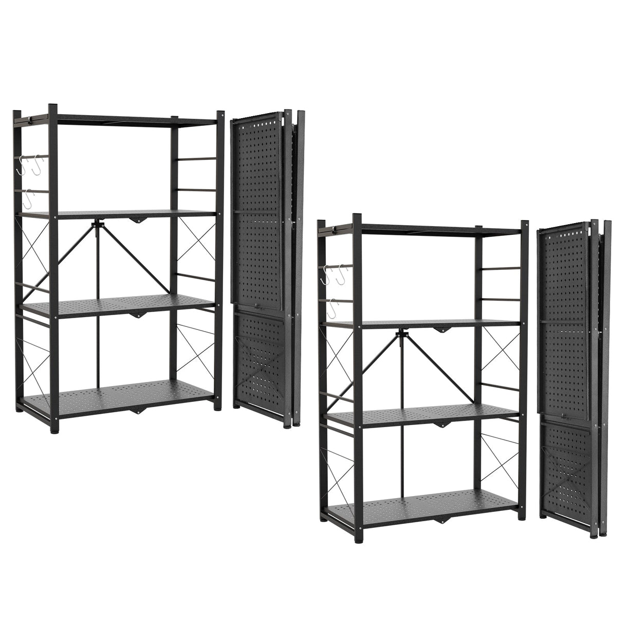 4 - Tier Foldable Greenhouse Shelf, 28”x14.6”x44.7”, 520 lbs, 1/2 Pack, Black - Eagle Peak Custom Canopy Tent