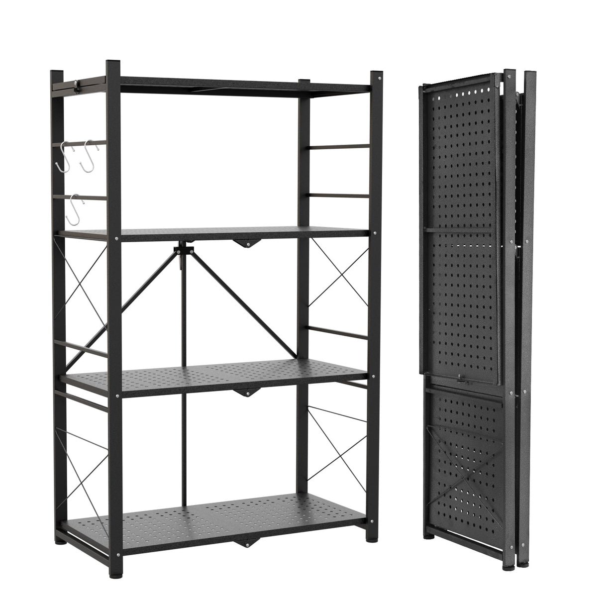 4 - Tier Foldable Greenhouse Shelf, 28”x14.6”x44.7”, 520 lbs, 1/2 Pack, Black - Eagle Peak Custom Canopy Tent