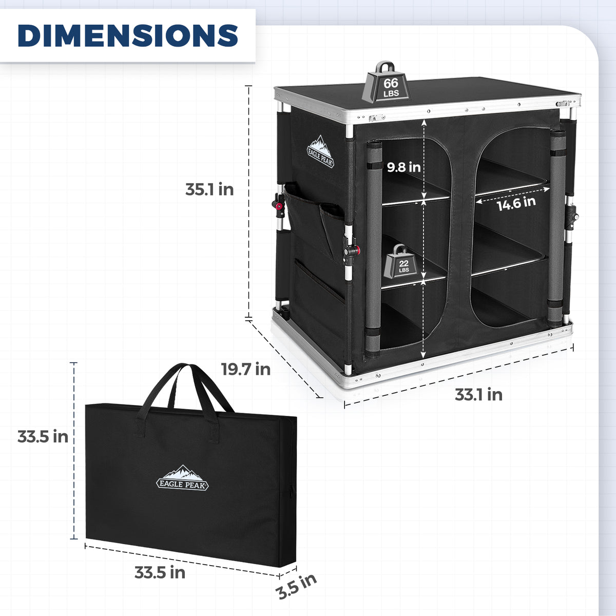 Double Camping Folding Table with Storage Organizer and Side Pockets