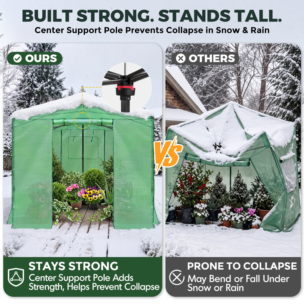 12x8 Easy Setup Pop Up Greenhouse, Support Pole