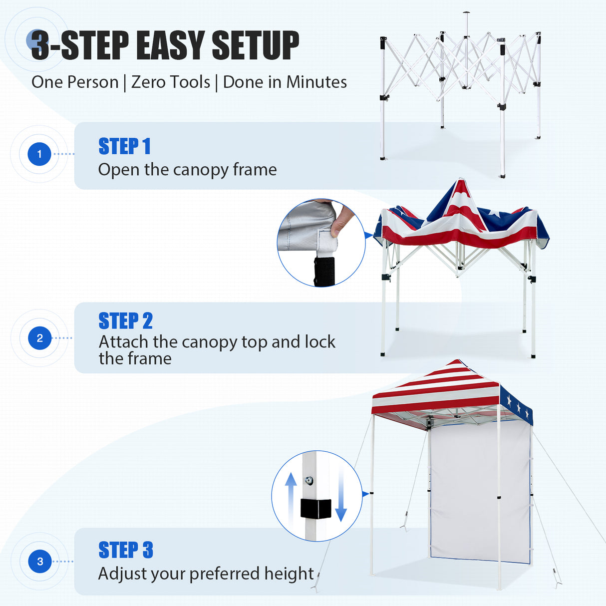 5x5 Straight Leg Pop Up Canopy Tent with One Removable Sunwall