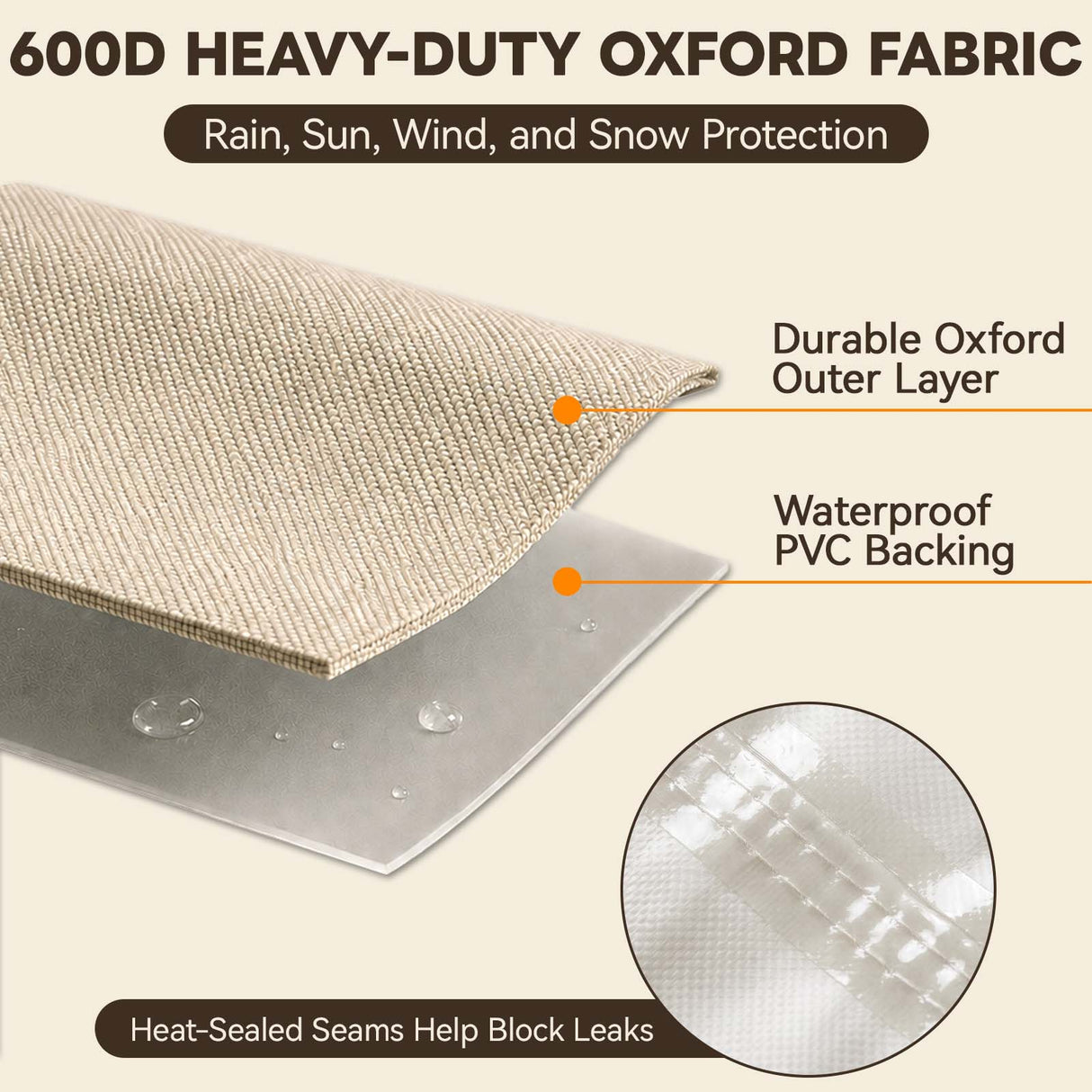 Patio Furniture Cover, Small Coffee Table 34.5''W×21''D×15.5''H