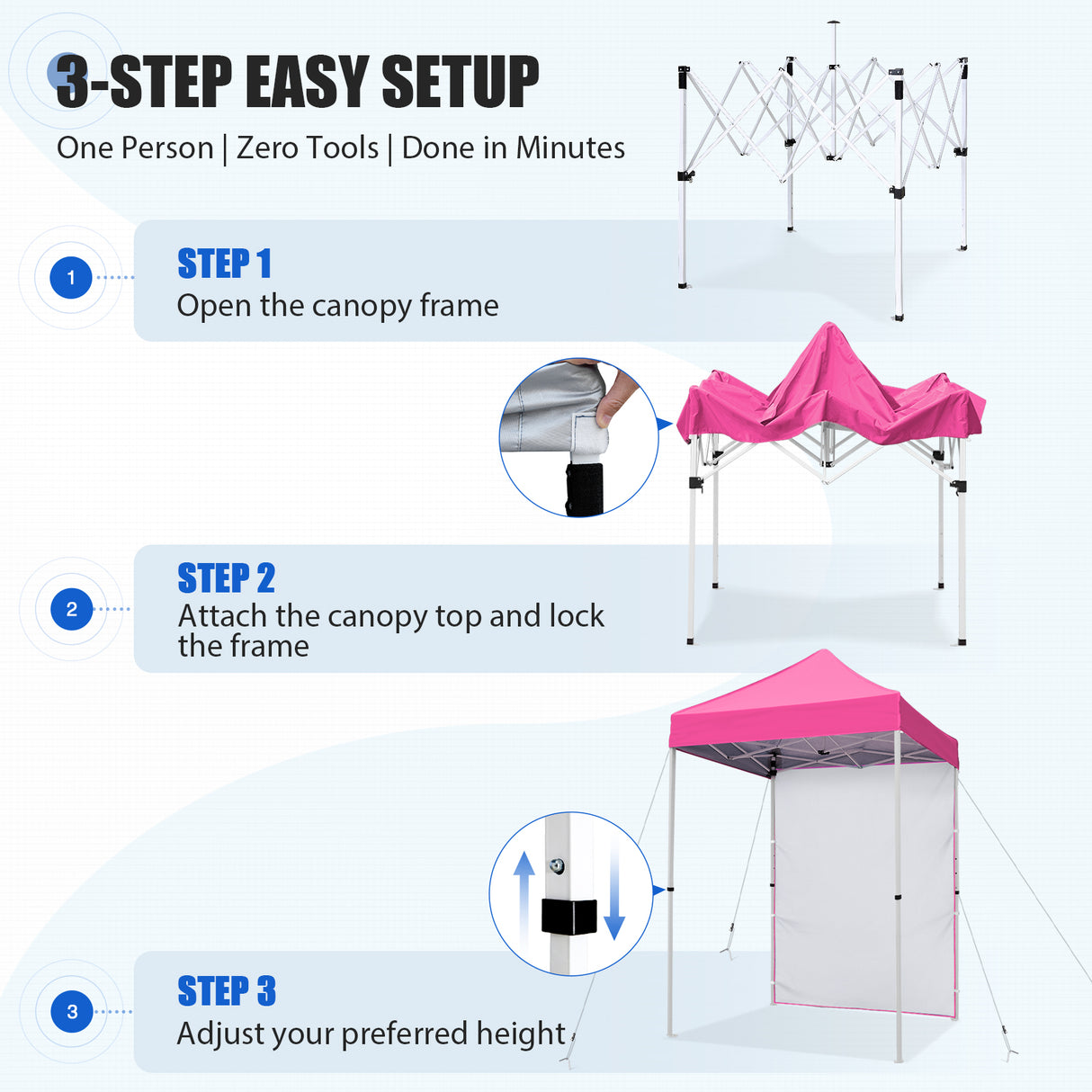 5x5 Straight Leg Pop Up Canopy Tent with One Removable Sunwall