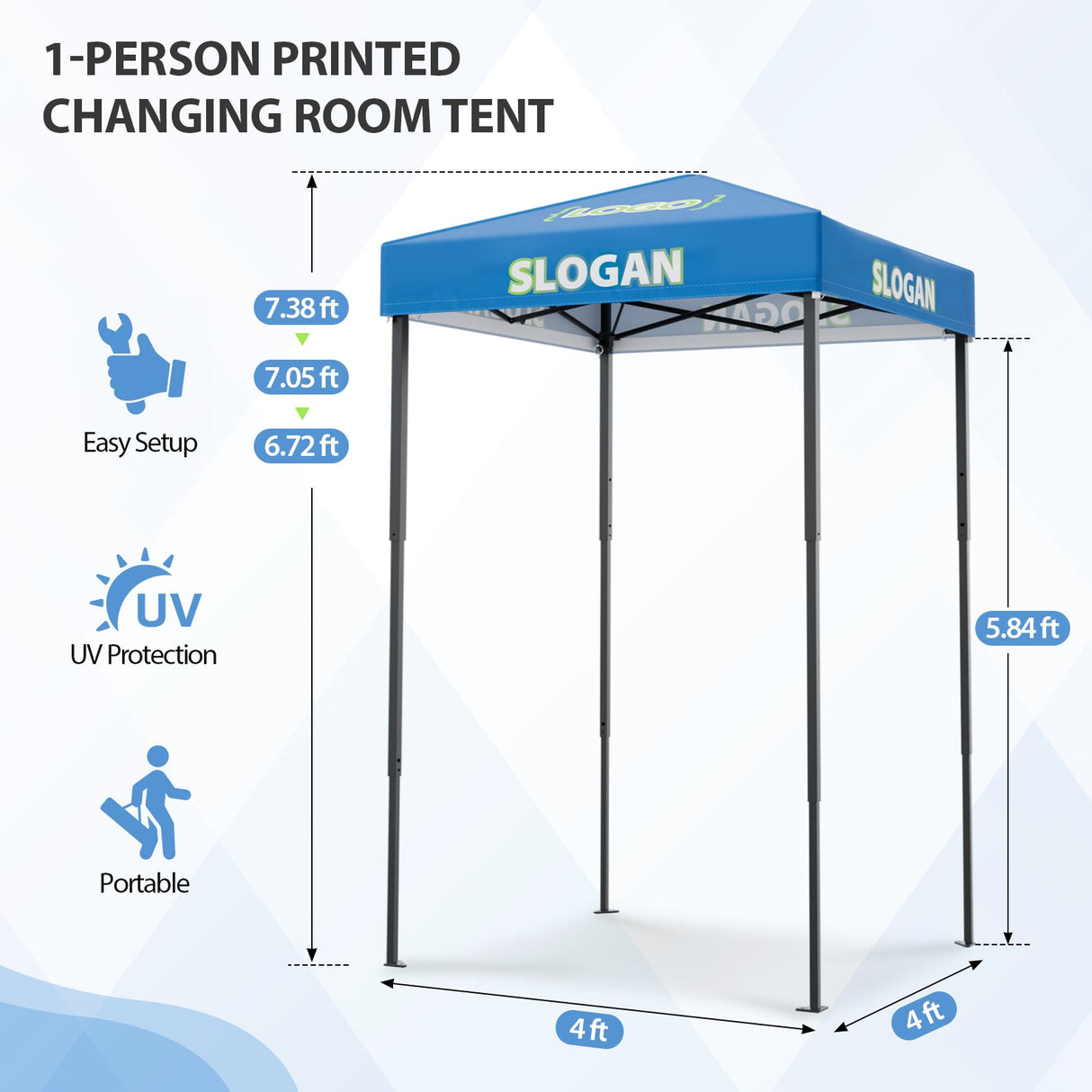 4x4 ft Commercial Privacy Shelter with Logo Printing - Eagle Peak