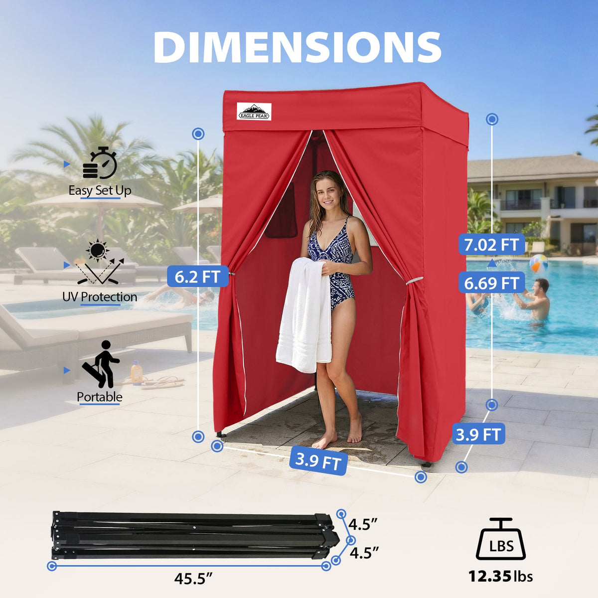 4x4 Pop Up Changing Tent, Flat Top Changing Room - Eagle Peak®