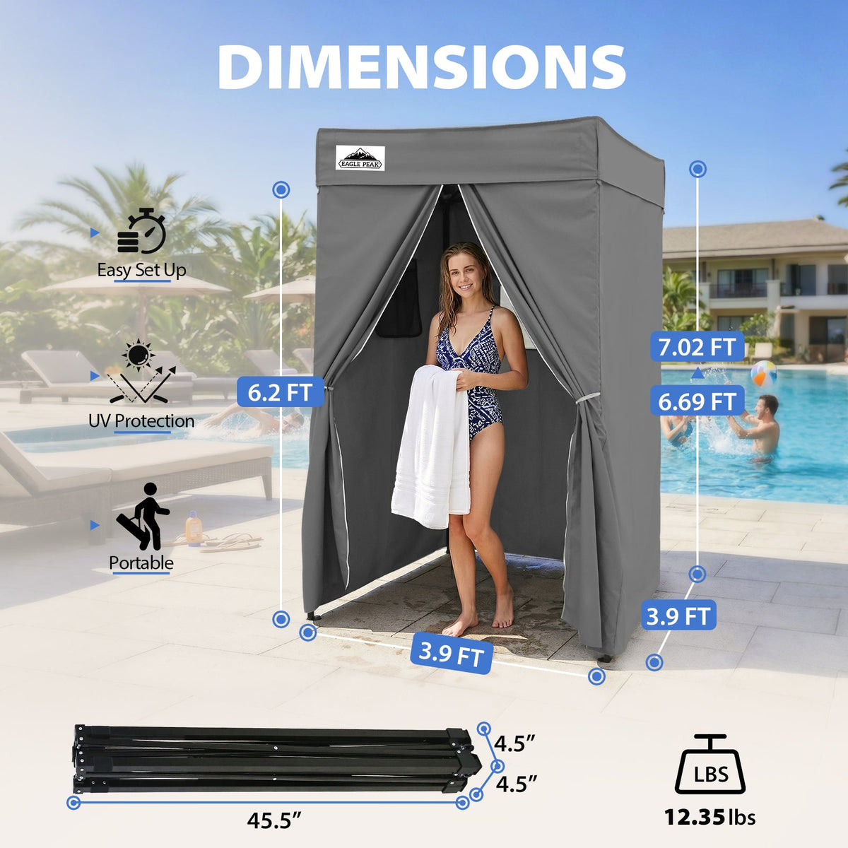 4x4 Pop Up Changing Tent, Flat Top Changing Room - Eagle Peak®