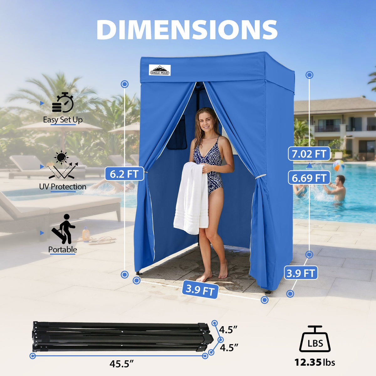 4x4 Pop Up Changing Tent, Flat Top Changing Room - Eagle Peak®