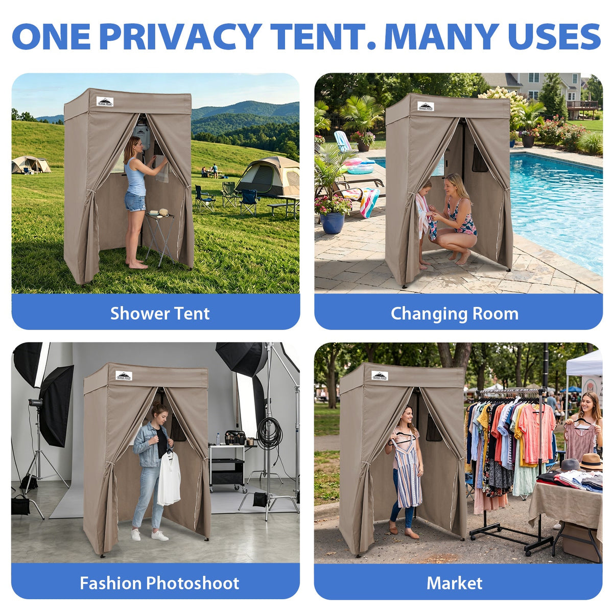 4x4 Pop Up Changing Tent, Flat Top Changing Room - Eagle Peak®