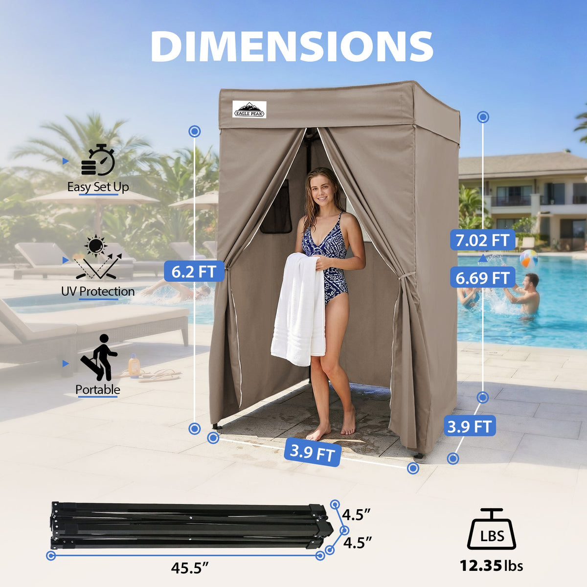 4x4 Pop Up Changing Tent, Flat Top Changing Room - Eagle Peak®