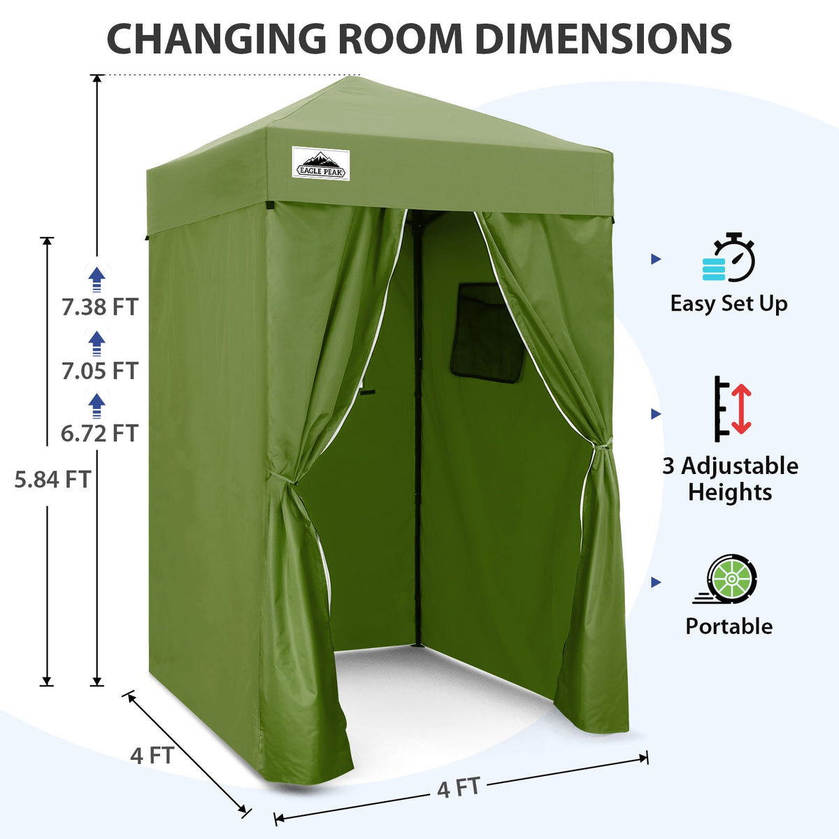 4x4 Pop Up Changing Tent, Portable Changing Room - Eagle Peak®