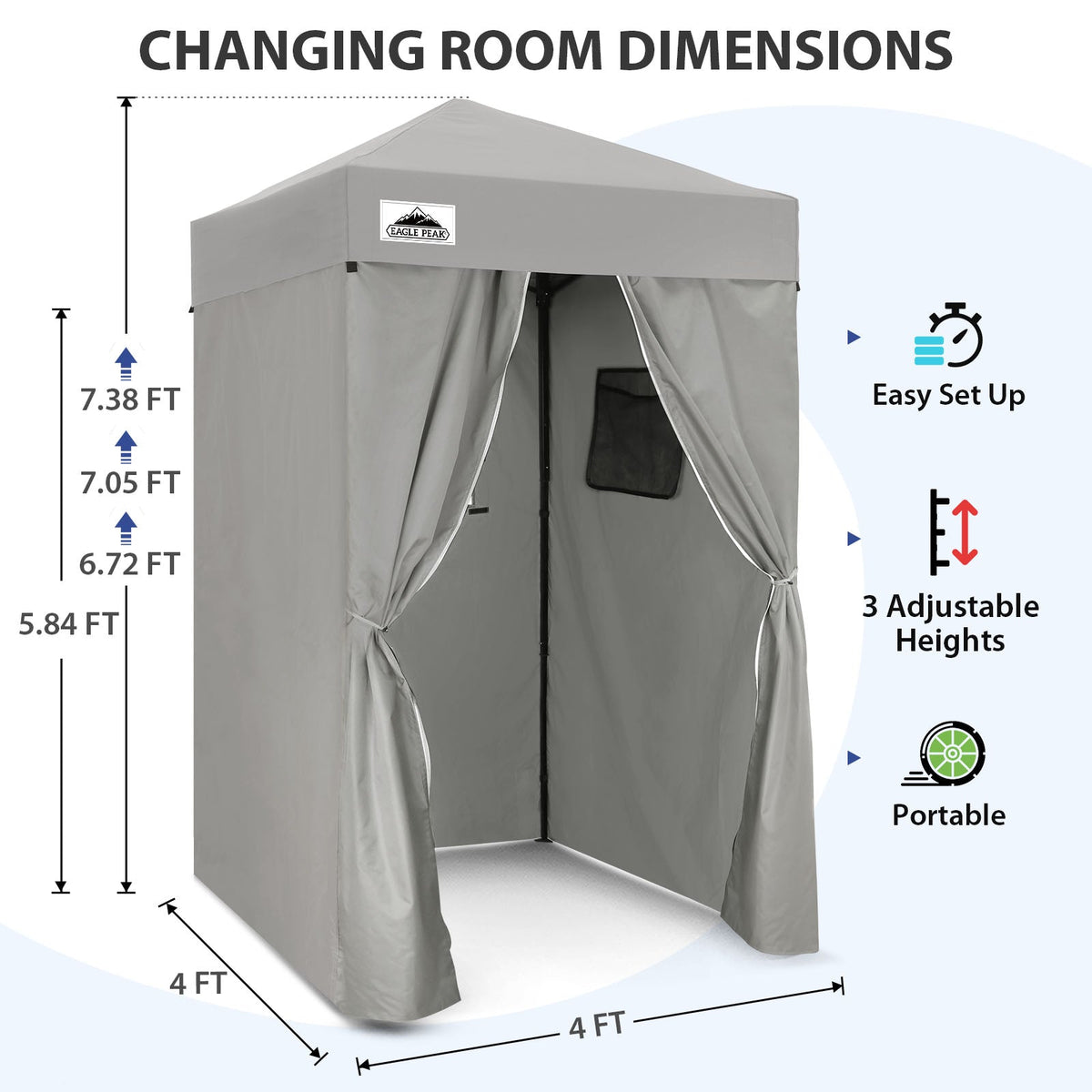 4x4 Pop Up Changing Tent, Portable Changing Room - Eagle Peak®