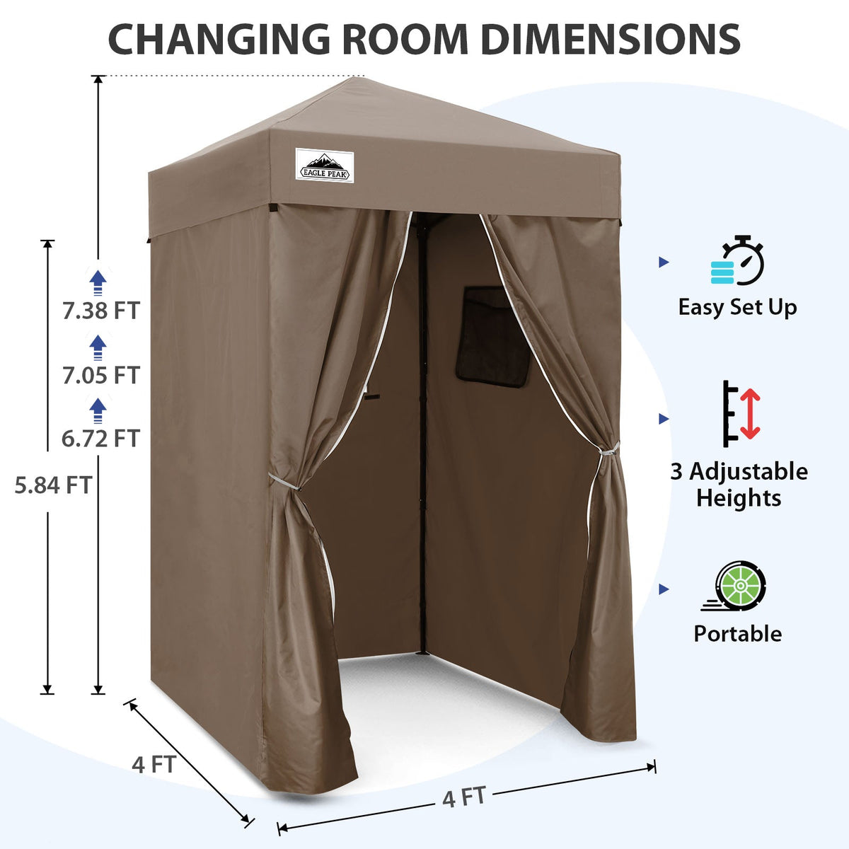 4x4 Pop Up Changing Tent, Portable Changing Room - Eagle Peak®