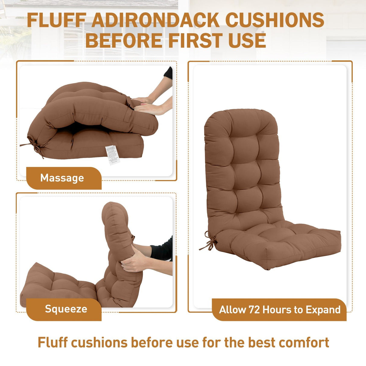 5" High Back Adirondack Chair Cushions, 49x20x5 in, Set of 1/2/4 - Eagle Peak Custom Canopy Tent