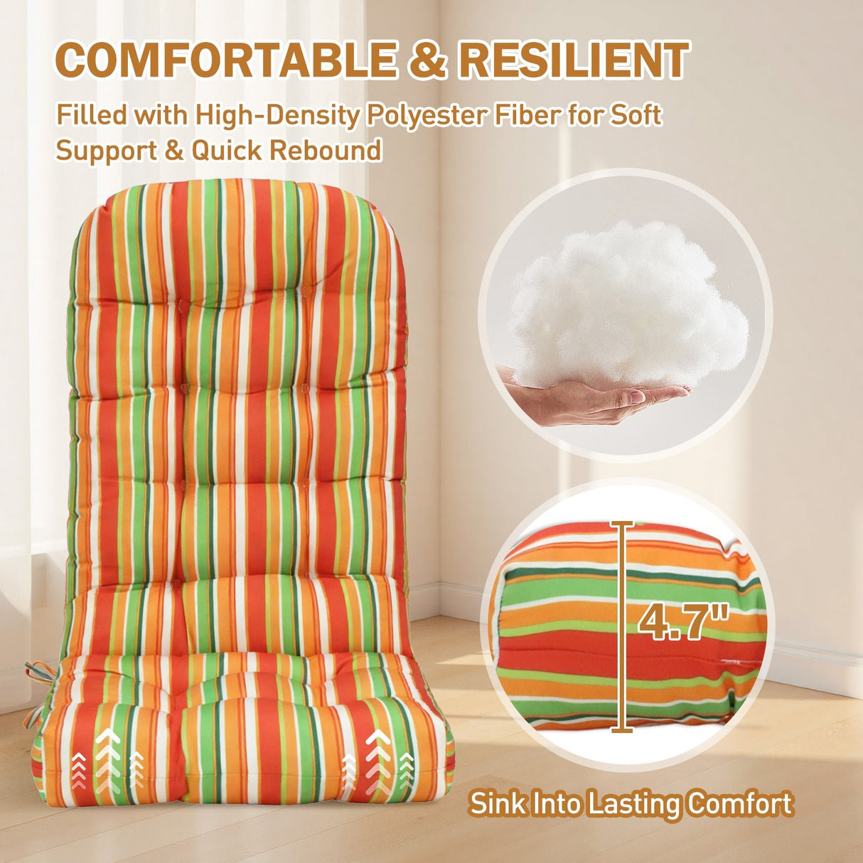 5" High Back Adirondack Chair Cushions, 49x20x5 in, Set of 1/2/4 - Eagle Peak Custom Canopy Tent