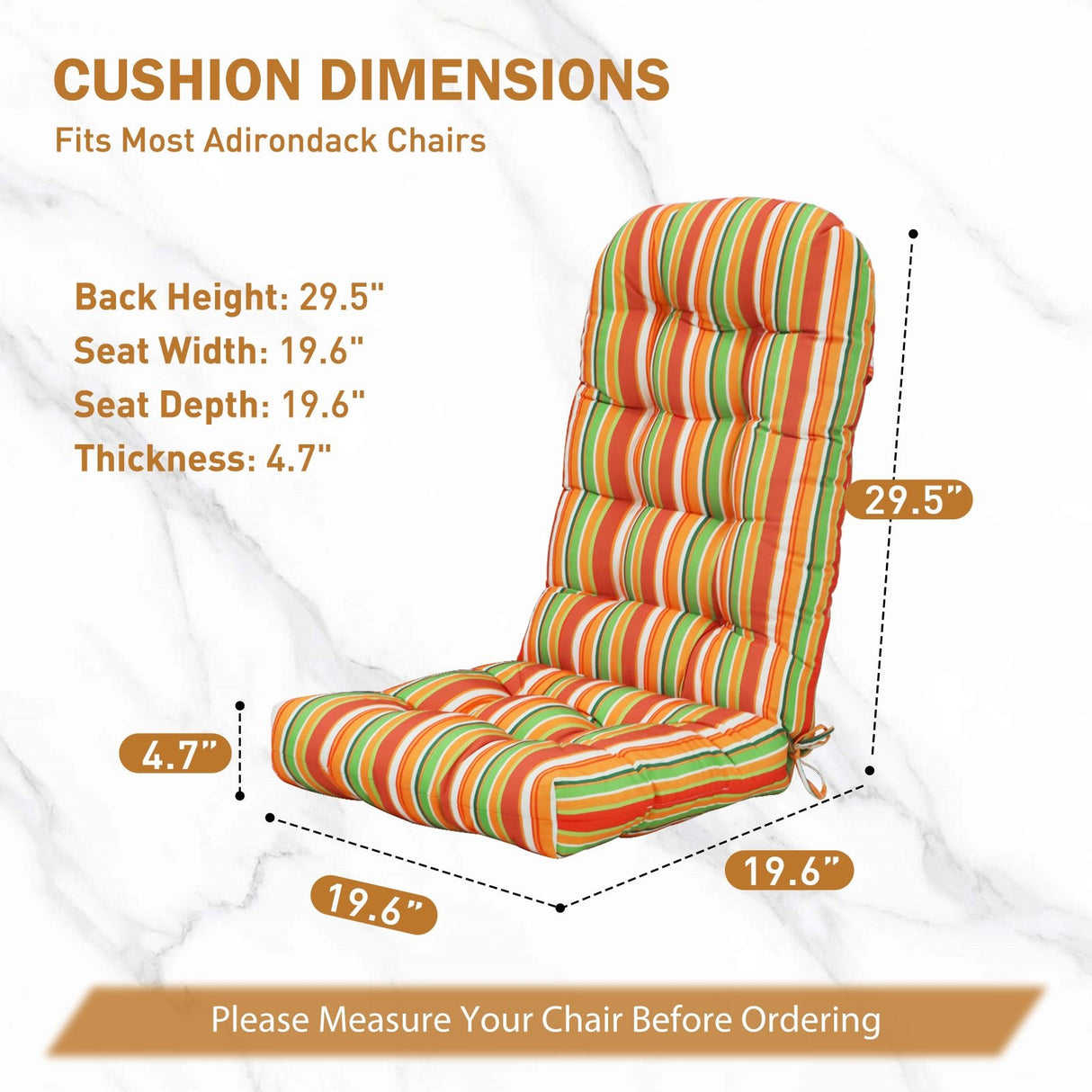 5" High Back Adirondack Chair Cushions, 49x20x5 in, Set of 1/2/4 - Eagle Peak Custom Canopy Tent