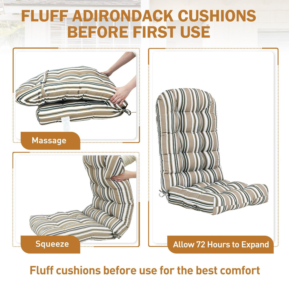 5" High Back Adirondack Chair Cushions, 49x20x5 in, Set of 1/2/4 - Eagle Peak Custom Canopy Tent
