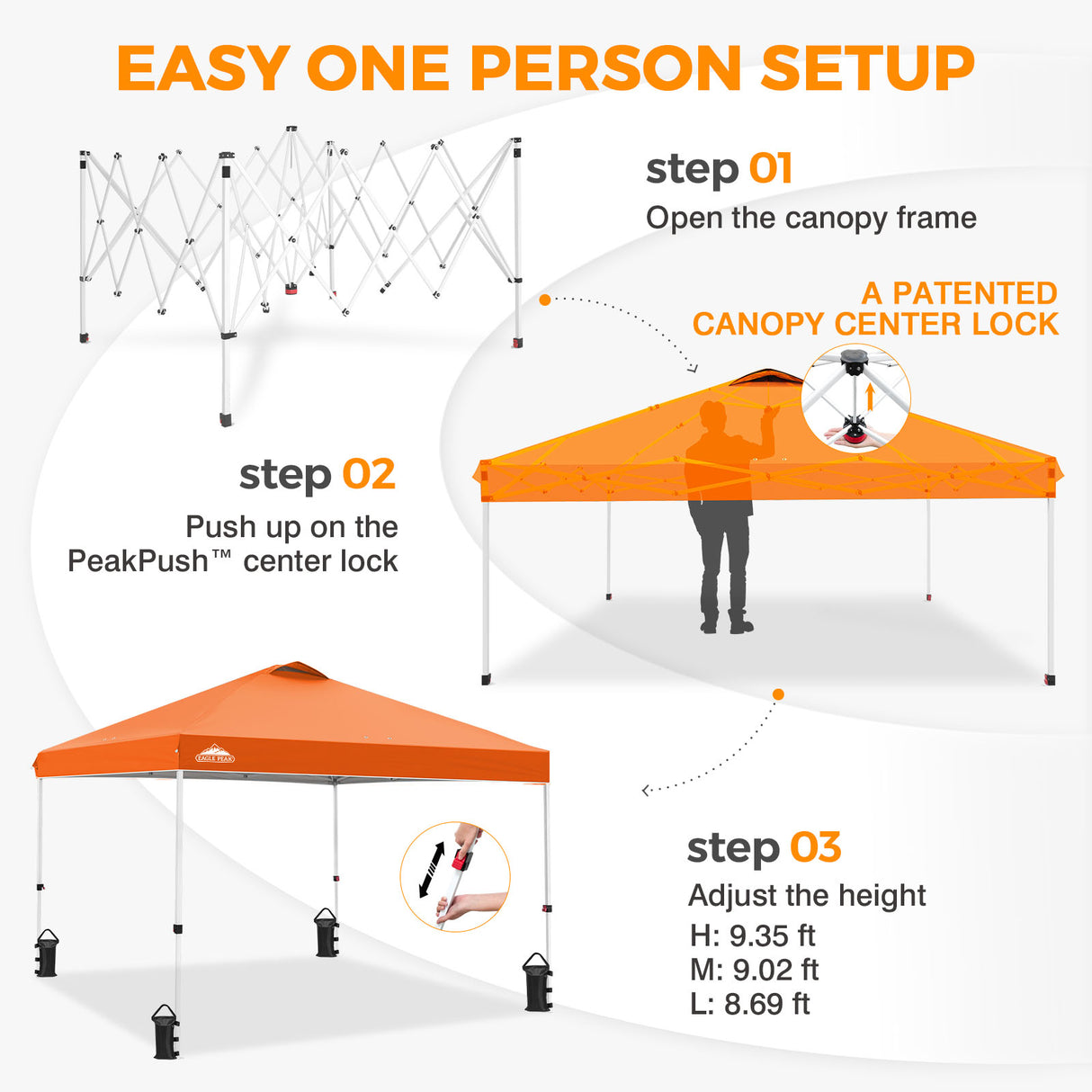 Easy Setup Straight Leg 10x10 Pop Up Canopy Tent w/ 100 sqft of Shade