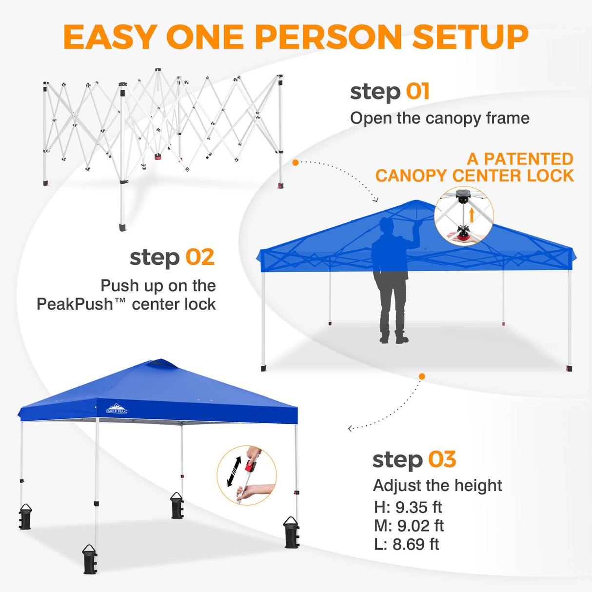 Easy Setup Straight Leg 10x10 Pop Up Canopy Tent w/ 100 sqft of Shade