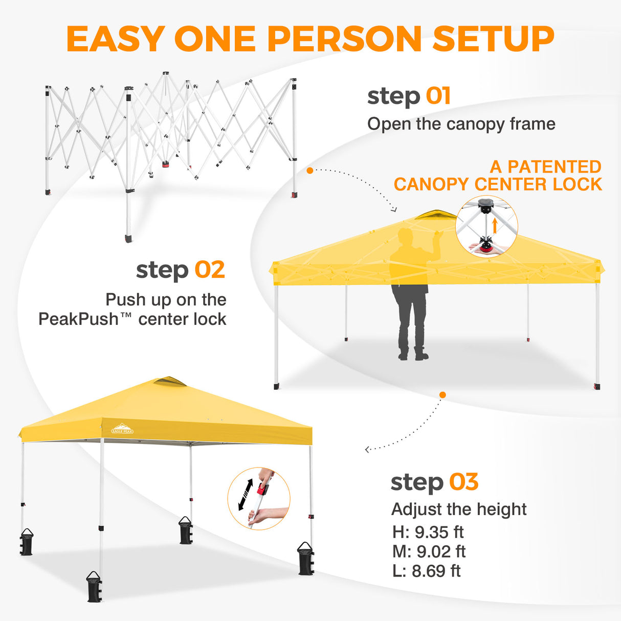 Easy Setup Straight Leg 10x10 Pop Up Canopy Tent w/ 100 sqft of Shade