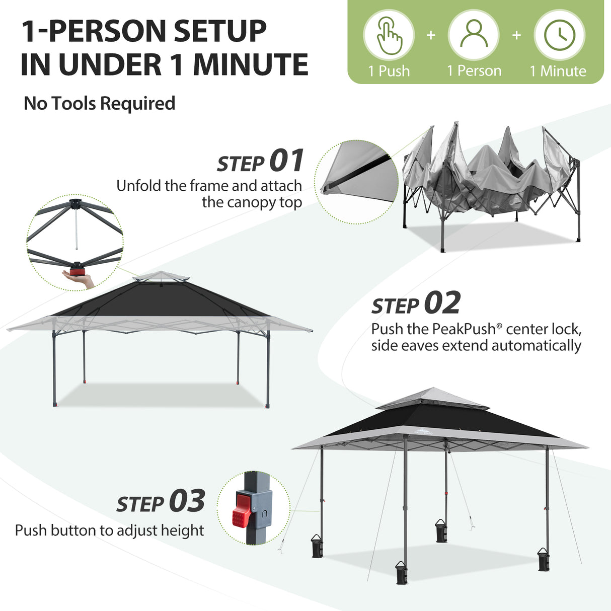 13x13 Straight Leg Pop Up Canopy Tent with 169 sqft of Shade