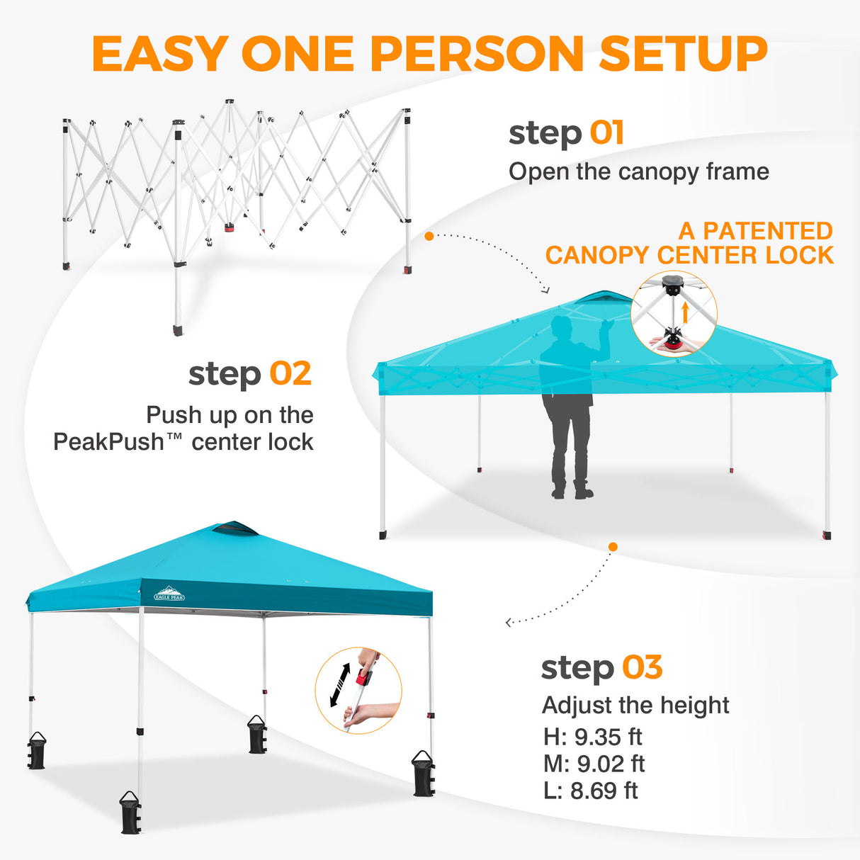 Easy Setup Straight Leg 10x10 Pop Up Canopy Tent w/ 100 sqft of Shade