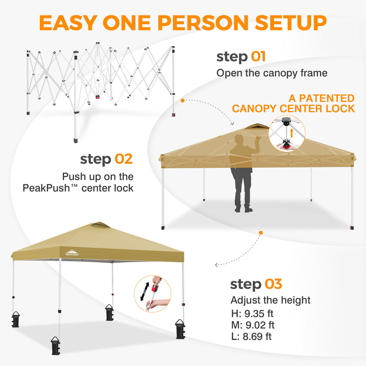 Easy Setup Straight Leg 10x10 Pop Up Canopy Tent w/ 100 sqft of Shade