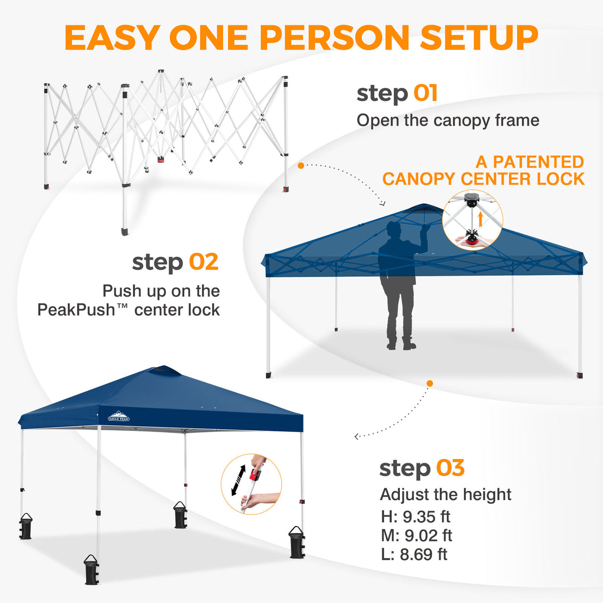 Easy Setup Straight Leg 10x10 Pop Up Canopy Tent w/ 100 sqft of Shade