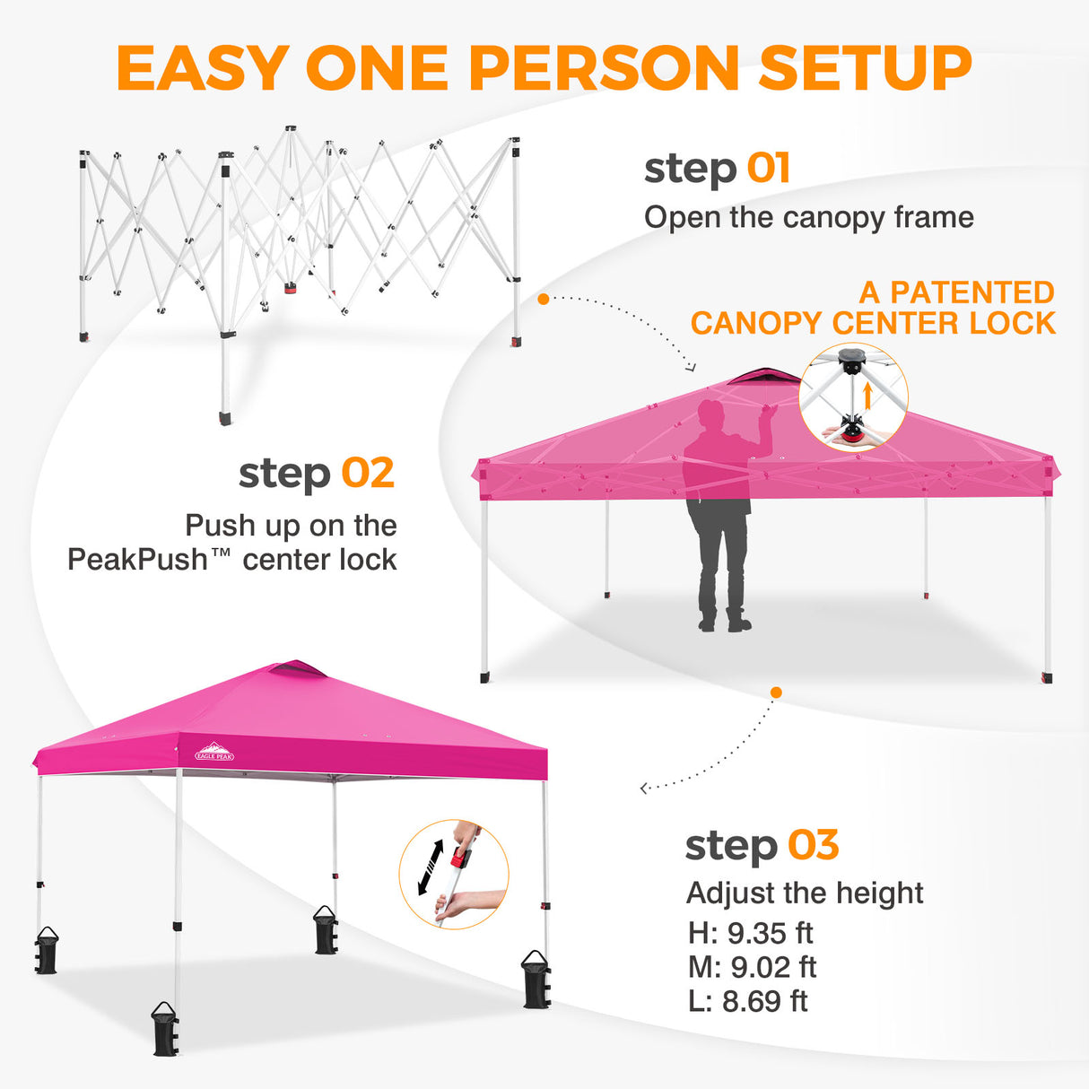 Easy Setup Straight Leg 10x10 Pop Up Canopy Tent w/ 100 sqft of Shade