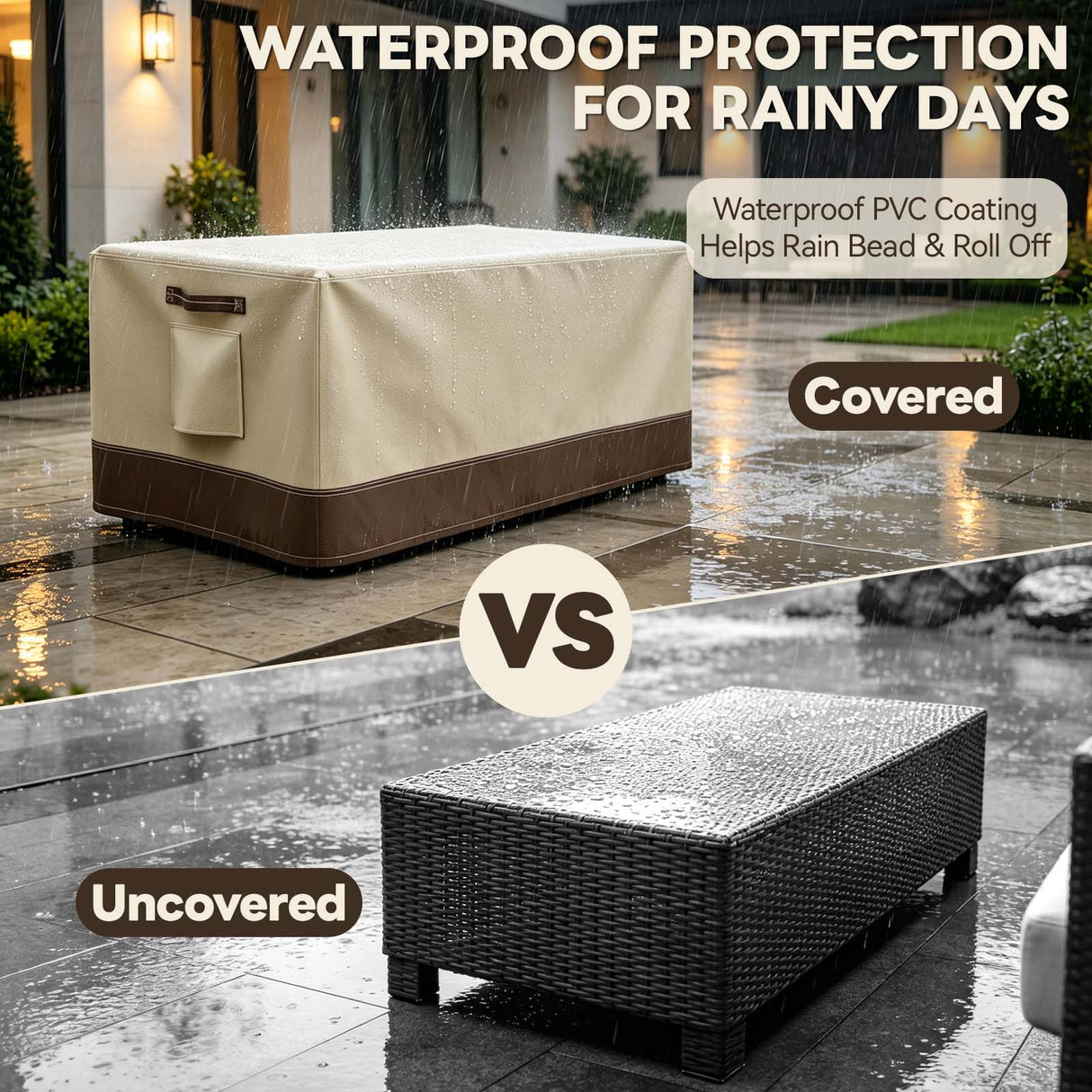 Patio Furniture Cover, Small Coffee Table 34.5''W×21''D×15.5''H