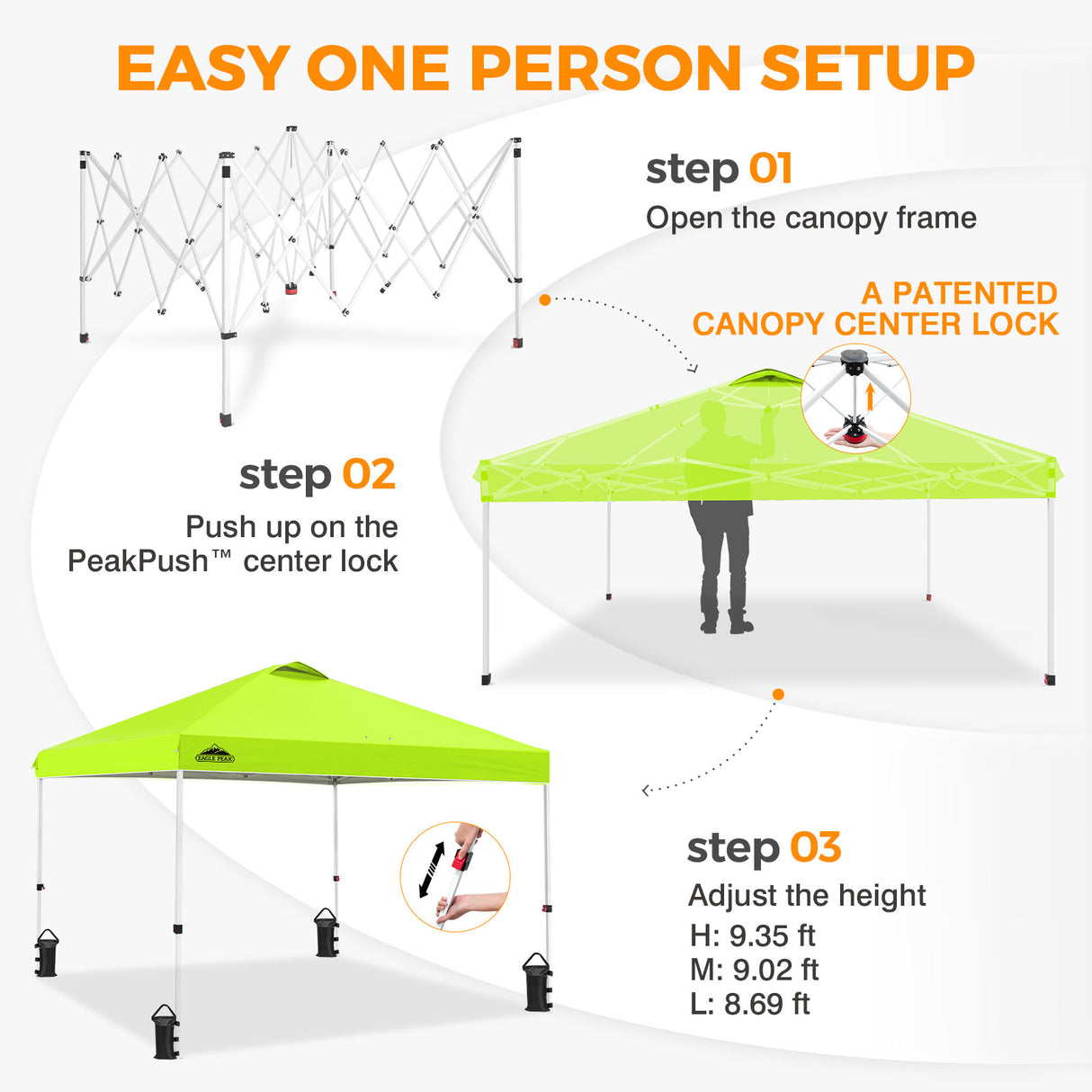 Easy Setup Straight Leg 10x10 Pop Up Canopy Tent w/ 100 sqft of Shade