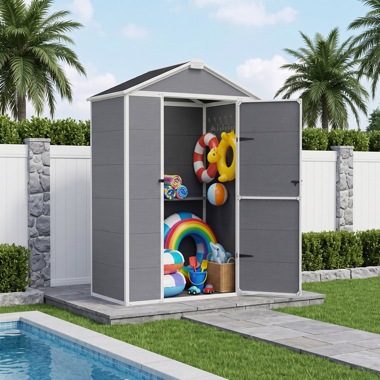 5x3/6x4/6x8/8x8/10x8 FT Outdoor Storage Shed with Floor - Eagle Peak®