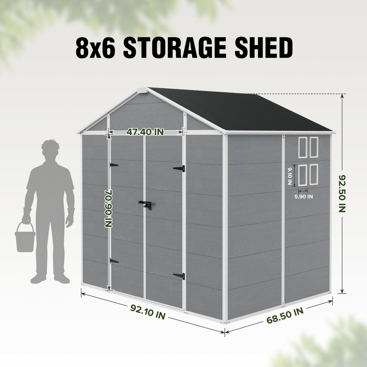 5x3/6x4/6x8/8x8/10x8 FT Outdoor Storage Shed with Floor - Eagle Peak®
