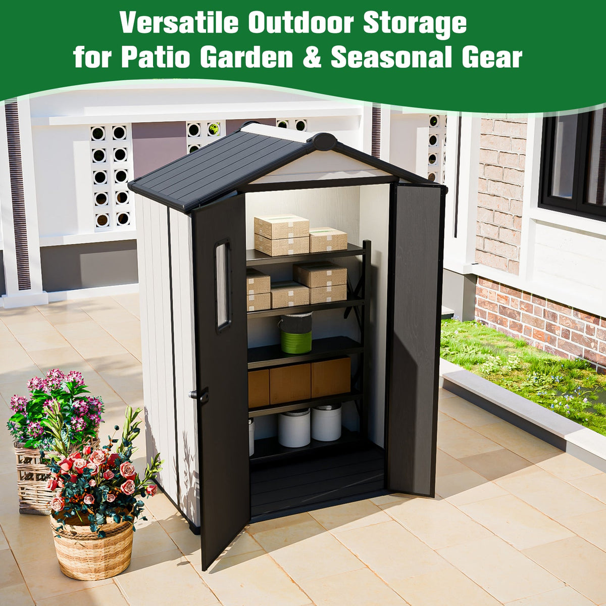 5x3/6x4/8x6/8x8 Resin Outdoor Storage Shed,Weatherproof Garden Shed - Eagle Peak®
