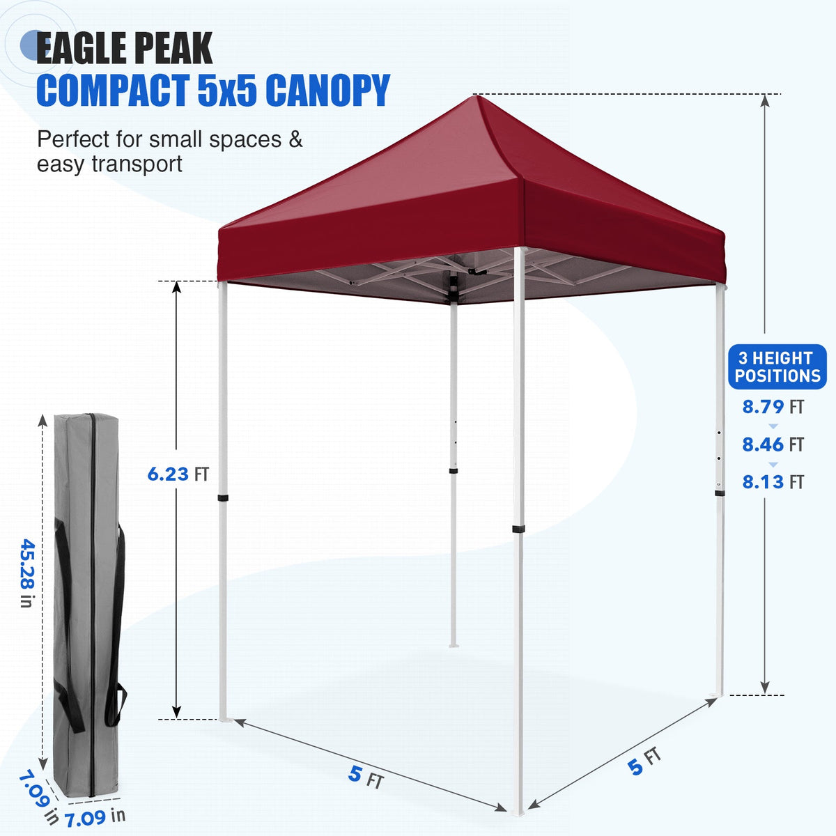 5x5 Pop Up Canopy Tent - Eagle Peak®