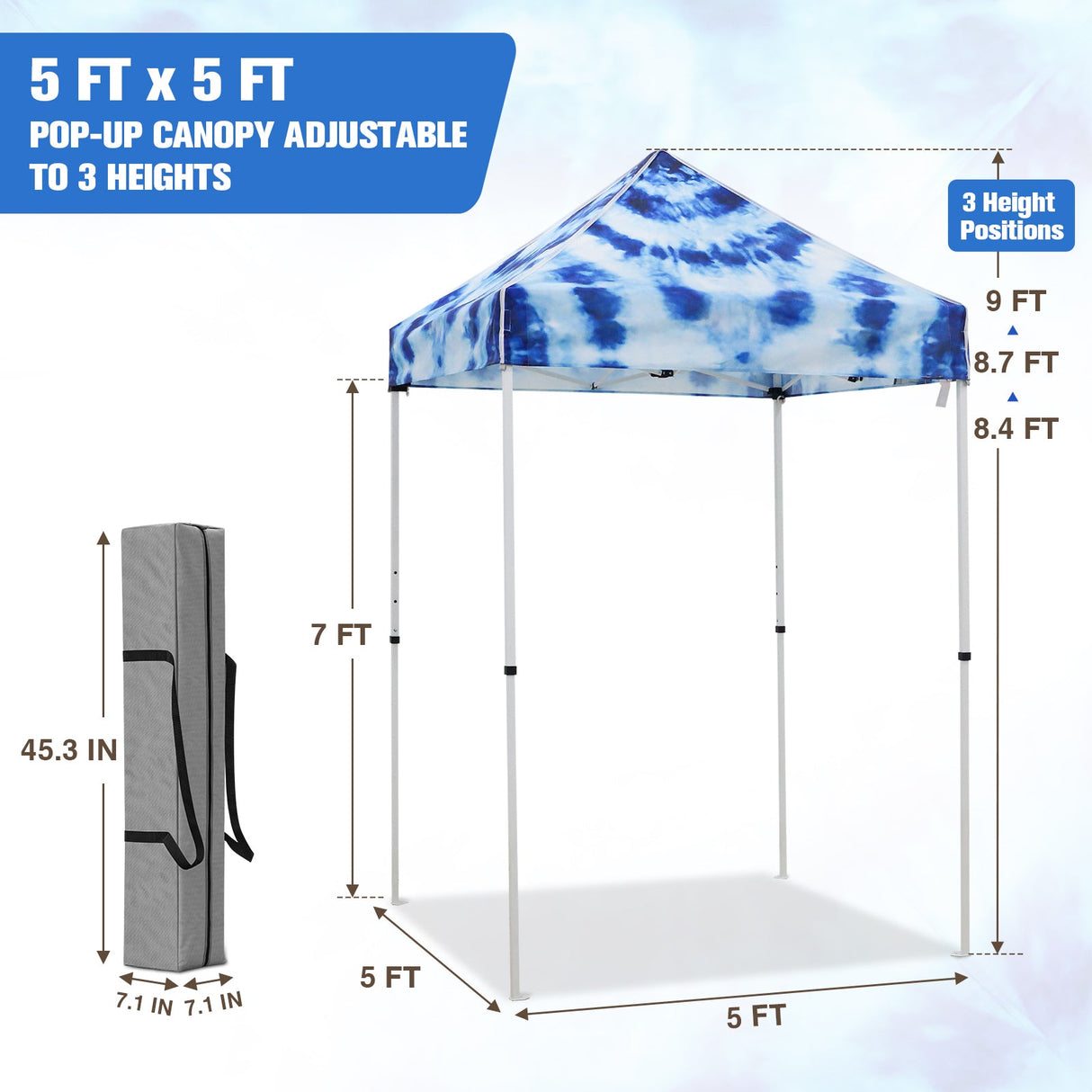 5x5 Pop Up Canopy Tent Instant Outdoor Canopy - Eagle Peak Custom Canopy Tent